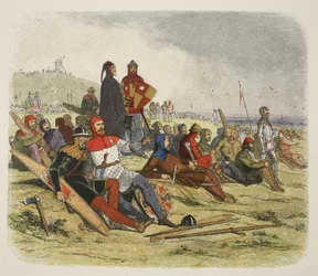 Engelsmännen väntar på fransmännen i Crécy, från A Chronicle of England BC 55 till AD 1485, pub. London, 1863